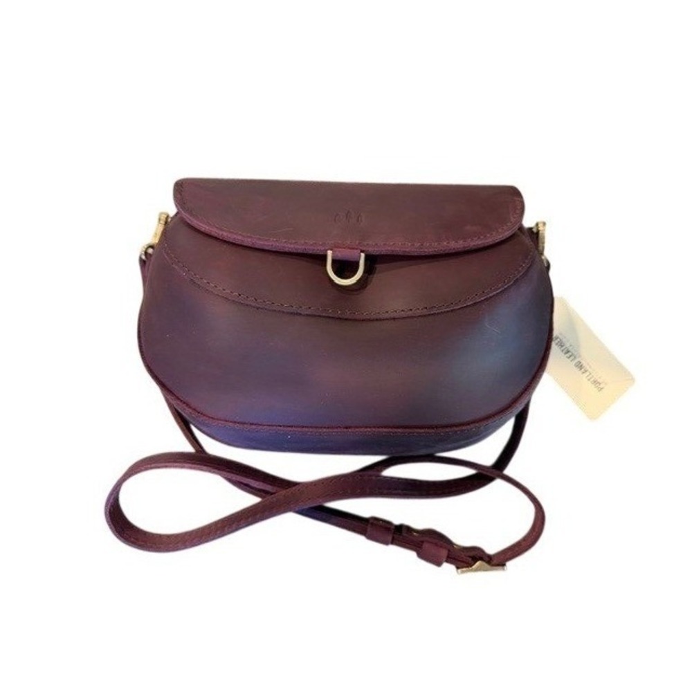 Portland Leather Goods Large Monaco Crossbody Bag Larkspur Purple Leather NWT